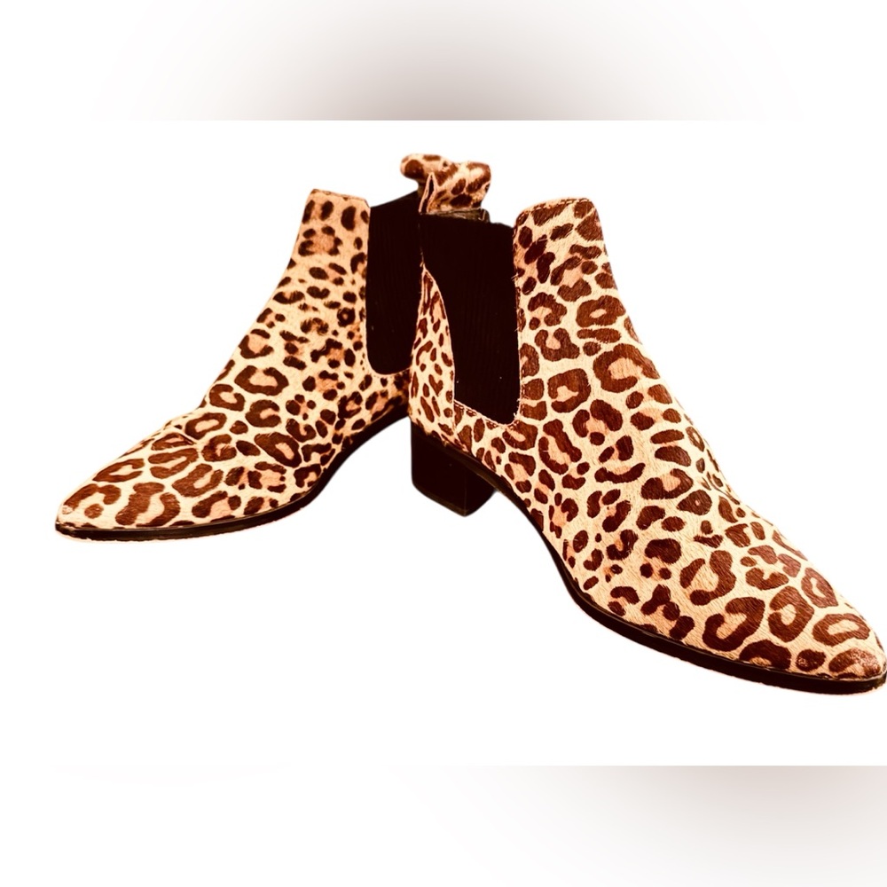 Dolce Vita size 9 Macie Leather Booties Calf Hair Leopard Animal Print